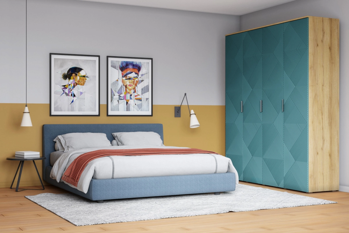 Шкаф распашной Салерно NEW 4 Аквамарин - фото 1