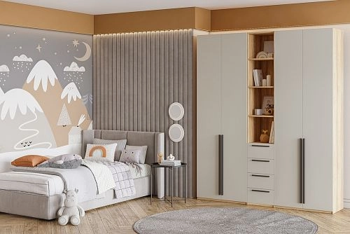 Шкаф распашной Хейсон-21 Кашемир Блэквуд Ячменный - фото 1