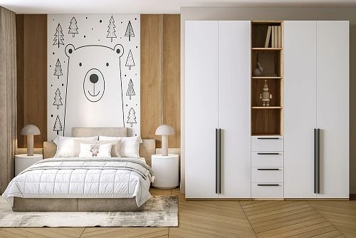 Шкаф распашной Хейсон-21 Белый Дуб Золотистый - фото 1