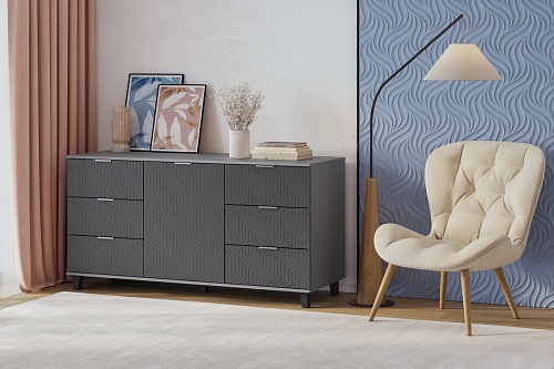 Комод Марвин 33 фрезеровка 3 Графит - фото 1