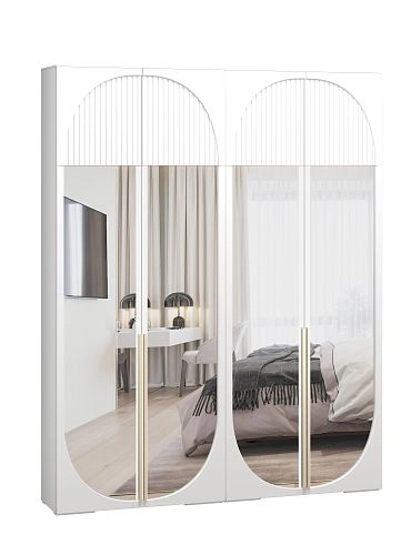 Шкаф распашной Брей-2.2 с антресолью Белый - фото 2