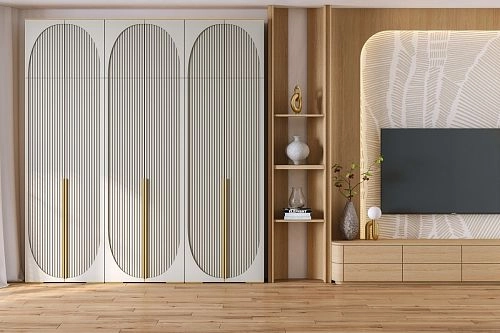 Шкаф распашной Брей-3 с антресолью Кашемир/Дуб Золотистый - фото 1