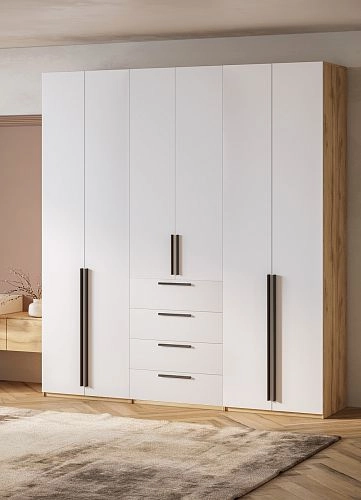 Шкаф распашной Хейсон-8 Белый Дуб Золотистый - фото 2