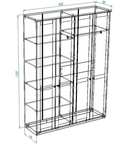 Шкаф распашной София РАХ-3 МДФ Кашемир - фото 3