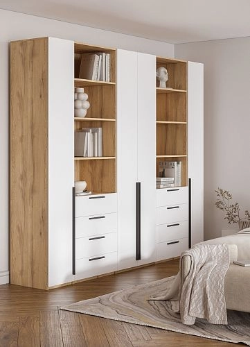 Шкаф распашной Хейсон-4 Белый Дуб Золотистый - фото 2