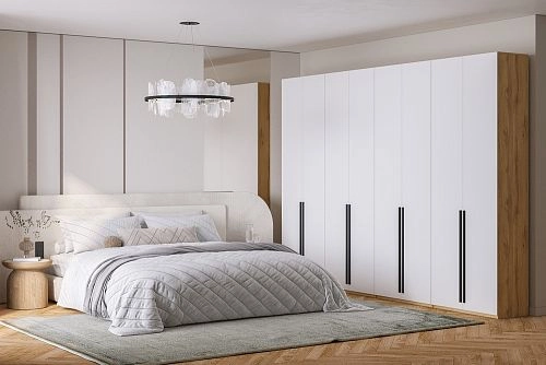 Шкаф распашной Хейсон-19 Белый Дуб Золотистый - фото 1