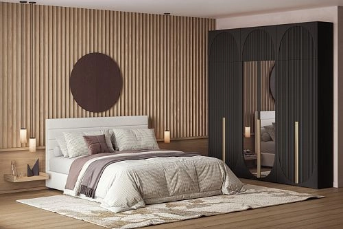 Шкаф распашной Брей-3.1 с антресолью Черный - фото 1