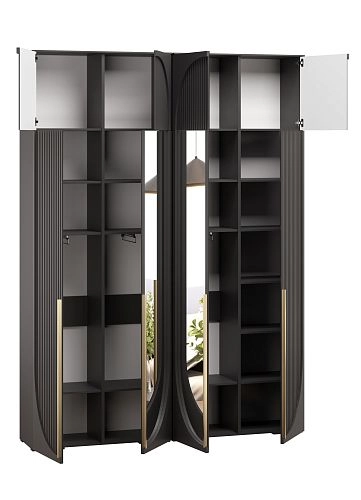 Шкаф распашной Брей-2.1 с антресолью Черный - фото 3